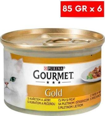 Gourmet Gold Parça Etli Soslu Tavuklu Ciğerli Kedi Konserve 85 gr x 6 Adet