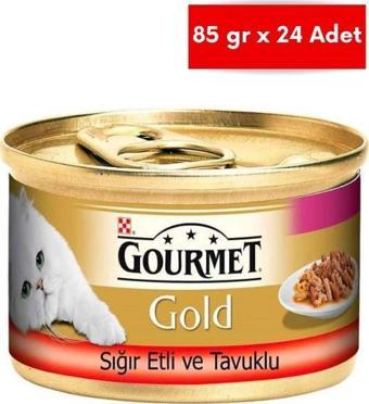 Gourmet Gold Sığır Etli ve Tavuklu  Çifte Lezzet Kedi Konservesi 85 gr x 24 Adet