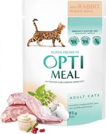 OptiMeal Tavşan Etli Beyaz Soslu Kedi Konservesi 85 gr