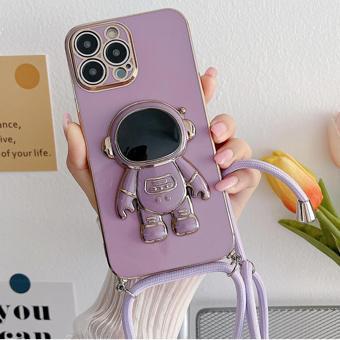 Coverzone Galaxy S22 ile Uyumlu Ipli Boyun Askılı Astronot Figürlü Silikon Kılıf Pastel Renkli Epiphany Kılıf