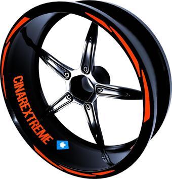3 Parça Tasarımlı Floresan Turuncu Jant Şeridi Sticker Çınar Extreme 