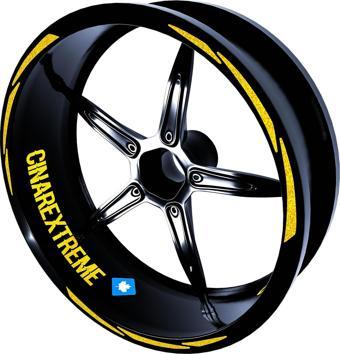 3 Parça Tasarımlı Reflektif Sarı Jant Şeridi Sticker Çınar Extreme 