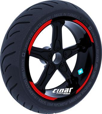Double Stripe Tasarımlı Bayrak Kırmızı Jant Şeridi Sticker Çınar Extreme 