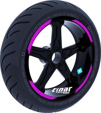Double Stripe Tasarımlı Gül Pembesi Jant Şeridi Sticker Çınar Extreme 