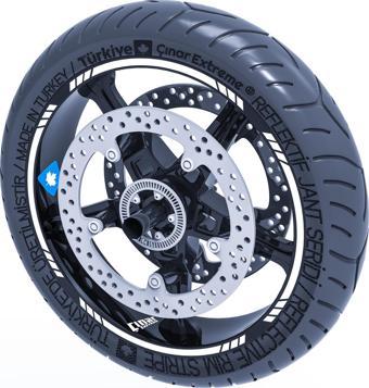 Floresan Beyaz 4 Parçalı Kesikli Jant Şeridi Sticker Çınar Extreme 