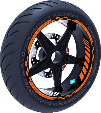 Floresan Turuncu Moto GP İç Dış Jant Şeridi Takım Sticker Çınar Extreme 