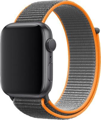 Coverzone Apple Watch 44mm Uyumlu Kayış Spor Loop Kordon Kaya Turuncu