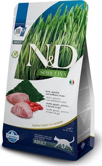 N&D Spirulina Takviyeli Kuzu Etli & Kurt Üzümlü Tahılsız Yetişkin Kedi Maması - 1,5 kg