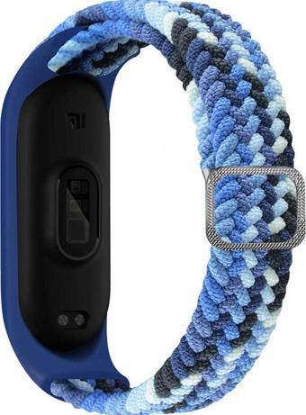 Coverzone Xiaomi Mi Band 7 Ile Uyumlu Mixed Kayış Hasır Örmeli Kordon Kayış Bluee