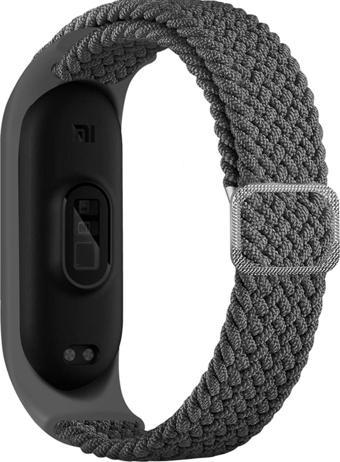 Coverzone Xiaomi Mi Band 7 Ile Uyumlu Mixed Kayış Hasır Örmeli Kordon Kayış Gri