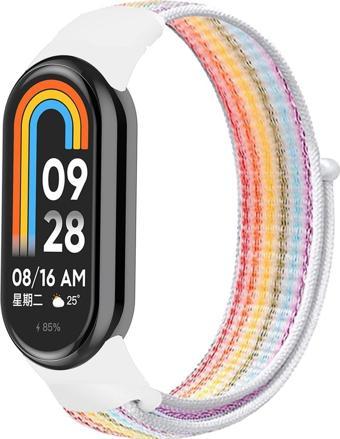 Coverzone Xiaomi Mi Band 8 Akıllı Bileklik Ile Uyumlu Kordon Bilekli Kumaş Kayış Spor Bileklik Kaliteli Örme