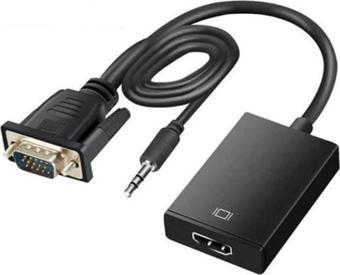 Coverzone Vga To Hdmi Kablo Dönüştürücü Converter Görüntü Ve Ses Çevirici