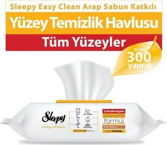 Sleepy Easy Clean Arap Sabunu Katkılı Yüzey Temizlik Havlusu 3X100 (300 Yaprak)