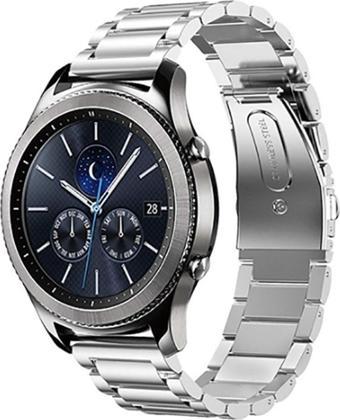 Coverzone Huawei Watch Gt3 Pro Ile Uyumlu 46 Mm Metal Katlamalı, 3 Kademeli Moiety Kayış Kordon Gümüş