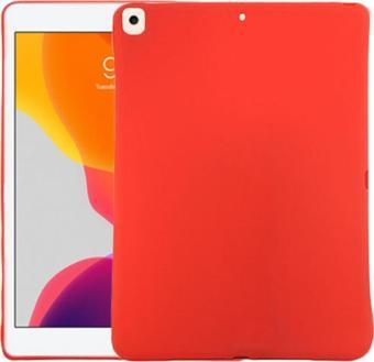 Coverzone Ipad 7 Kılıf Slikon Pre Arka Kapak Kırmızı + Kırılmaz Cam