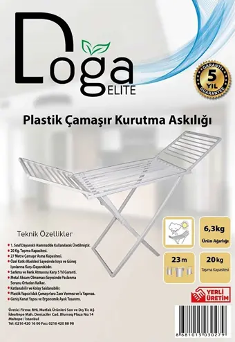 Doğa Elıte Plastik Çamaşır Kurutma Askılığı