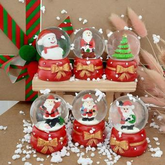 Coverzone Noel Baba ve Noel Ağacı 6'lı Set Cam Küre Işıklı Dekoratif Yılbaşı Özel Tasarım 6cm x 4cm No:7