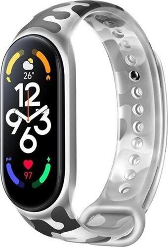 Coverzone Xiaomi Mi Band 5 Ile Uyumlu Kamuflaj Desenli Bucolic Solider Spor Saat Bileklik Kayışı Black White