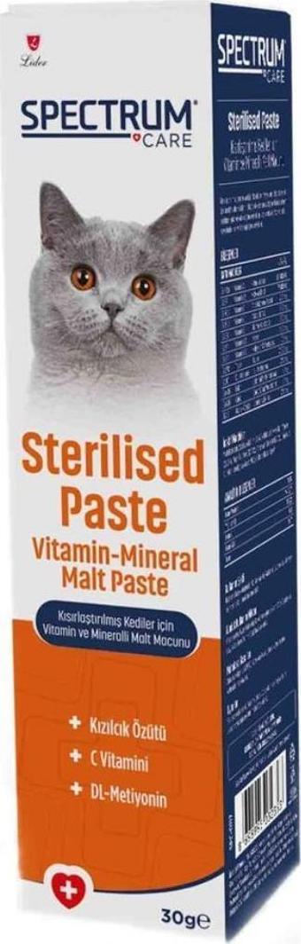 Spectrum Sterilised Paste Kısırlaştırılmış Kediler İçin Vitamin ve Mineralli Malt Macunu 30 gr