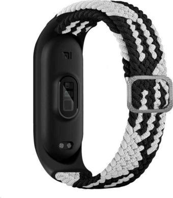 Coverzone Xiaomi Mi Band 3  Uyumlu Mixed Hasır Örme Kordon Kayış Siyah-beyaz