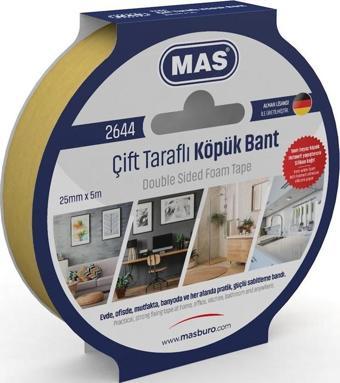 MAS ÇİFT TARAFLI KÖPÜK BANT 25MM X 5M 2644