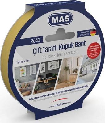 MAS ÇİFT TARAFLI KÖPÜK BANT 19MM X 5M 2643