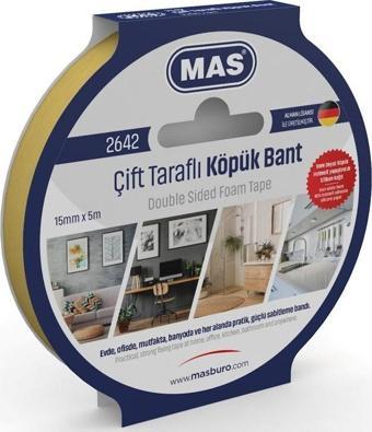 MAS ÇİFT TARAFLI KÖPÜK BANT 15MM X 5M 2642