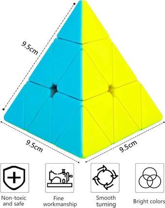 Sole QY Speed Cube, Pyraminx Profesyonel 3x3 Speed Üçgen Rubik Zeka Küpü -Q1 Ming S2