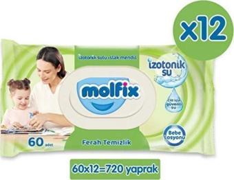 Molfix İzotonik Sulu Islak Mendil Ferah Temizlik 12'li Paket - 720 Adet