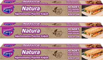 Parex Natura 3 Adet Ağartılmamış Organik Hazır Kesilmiş Pişirme Kağıdı 10'lu