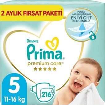 Prima Premium Care Bebek Bezi 5 Beden 216 Adet Junior 2 Aylık Fırsat Paketi