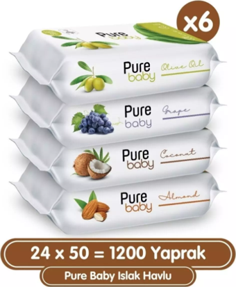 Pure Baby Islak Havlu 24x50 (1200 YAPRAK)