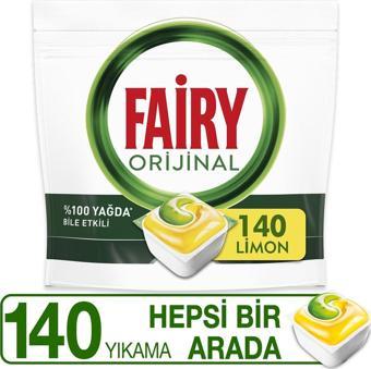 Fairy Hepsi Bir Arada 140 Yıkama Bulaşık Makinesi Deterjanı Tableti / Kapsülü Limon Kokulu