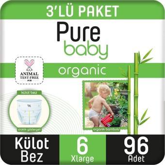 Pure Baby Organik Pamuklu Külot Bez 3'lü Paket 6 Numara Xlarge 96 Adet