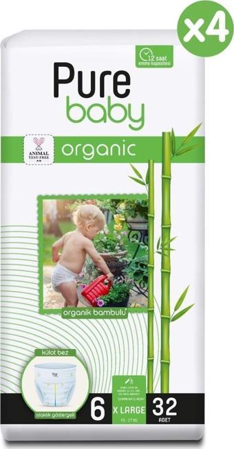 Pure Baby Organik Pamuklu Külot Bez 4'lü Paket 6 Numara Xlarge 128 Adet
