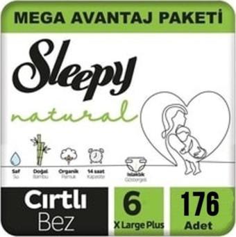 Sleepy 6 No Natural Bebek Bezi 6 Numara 15 - 25 Kg 176 Adet Aylık Paket Bebek Bezi