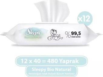 Sleepy Bio Natural Yenidoğan Islak Bebek Bakım Havlusu 12x40 (480 Yaprak)