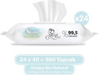 Sleepy Bio Natural Yenidoğan Islak Bebek Bakım Havlusu 24x40 (960 Yaprak)