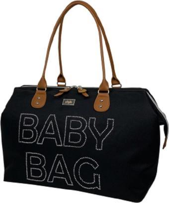 Stylo Baby Bag Anne Bebek Bakım Ve Kadın Çantası Taşlı-siyah