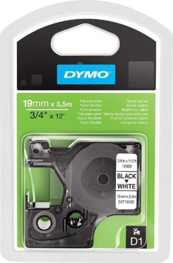 DYMO 16958 Siyah/Beyaz Yüksek Performans Esnek Naylon Şerit (19 mm x 3,5 mt)
