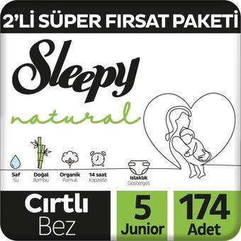 Sleepy Natural 2'li Süper Fırsat Paketi Bebek Bezi 5 Numara Junior 174 Adet