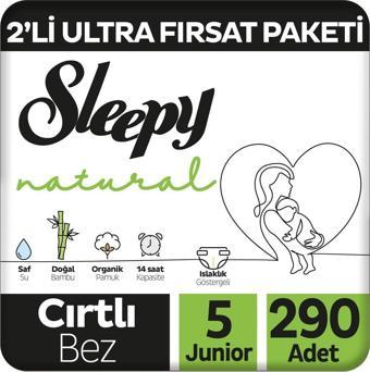 Sleepy Natural 2'li Ultra Fırsat Paketi Bebek Bezi 5 Numara Junior 290 Adet