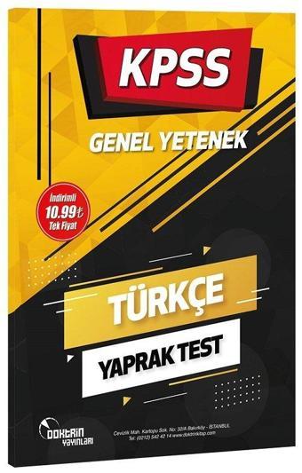 Doktrin Yayınları Kpss Türkçe Yaprak Test - Doktrin Yayınları