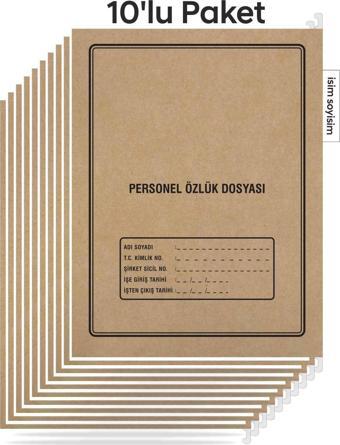 Metal Askılı Personel Özlük Dosyası 4 Yapraklı 10'LU Paket