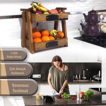 Woodretro Tezgah Üstü Sebzelik Organizer Katlı Organizer 