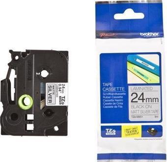 Brother TZE-M951 24 mm Mat Gümüş Üzeri Siyah Laminasyonlu Etiket