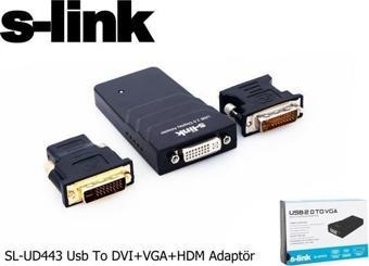 S-link SL-UD443 Usb To DVI+VGA Adaptör