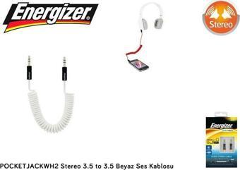 Energizer POCKETJACWH2 Stereo 3.5 to 3.5 Beyaz Ses Kablosu