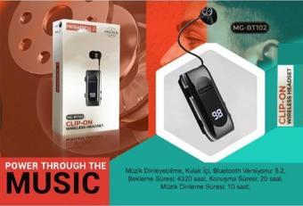 Megatech Mg-Bt102 Clıp-On Makaralı Digital Göstergeli Bluetooth Kablosuz Kulaklık