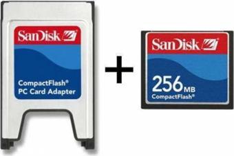 Sandisk 256MB Compact Flash Kart + PCMCIA Adaptör 